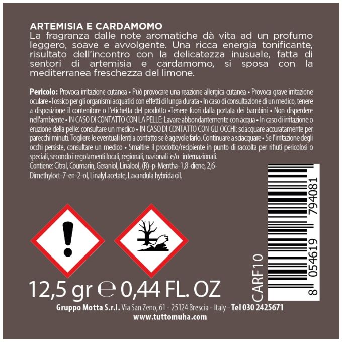 Profumatore auto artemisia e cardamomo fiore Muhà