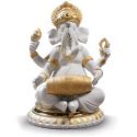 Statua decoro oro Mridangam Ganesha Lladrò