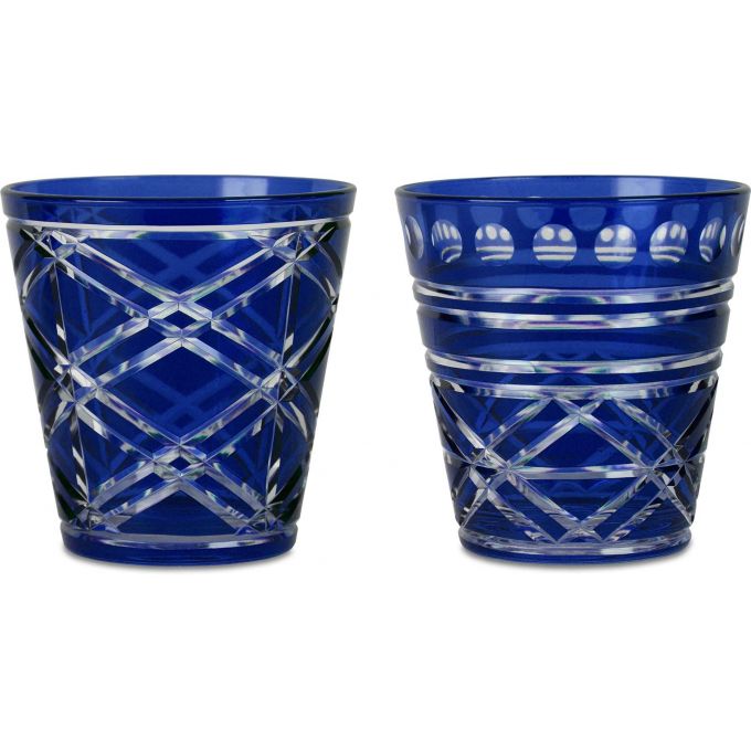 Set 2 Tumbler Vetro Intagliati - Blu Baci Milano