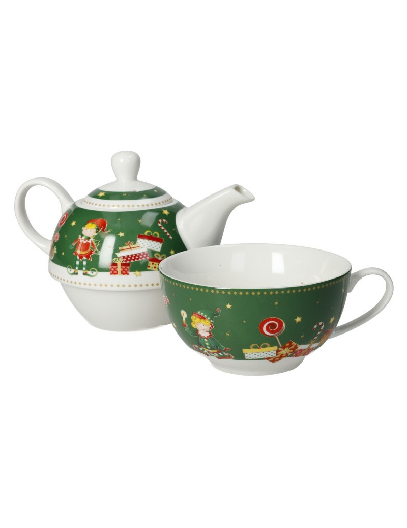 Teiera Con Tazza Elfomagia New Bone China (Verde) Brandani