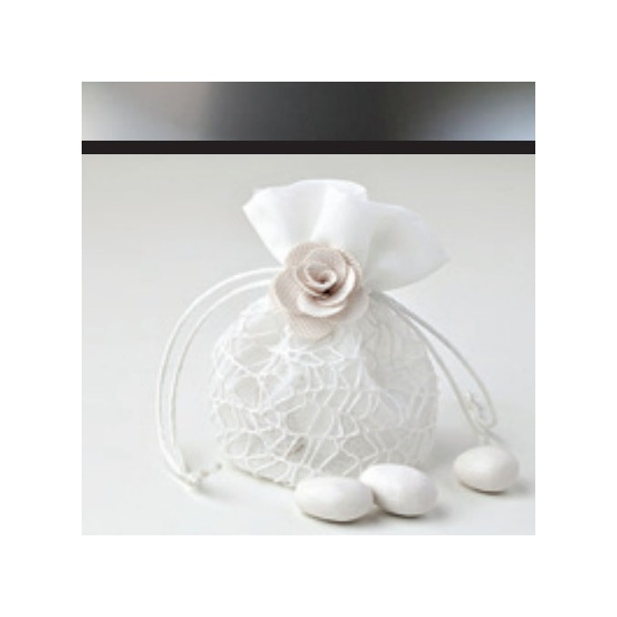 Sacchettino Pizzo Bianco 12Cm Rosa Crema Hervit