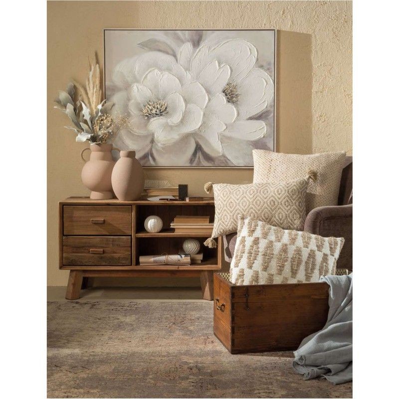 Quadro fiori bianchi con cornice 100x80cm L'Oca Nera