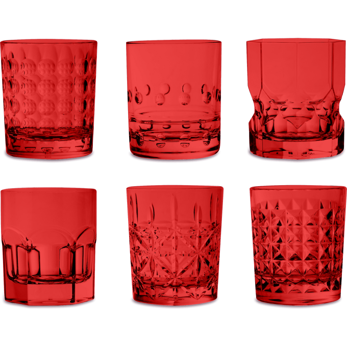 Set 6 bicchieri tumbler assortiti rossi Baci Milano