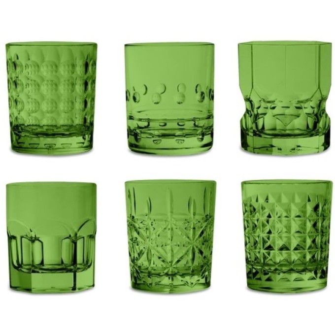 Set 6 bicchieri tumbler assortiti verdi Baci Milano