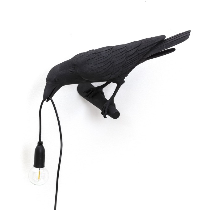 Lampada In Resina Bird Lamp Looking Left Black