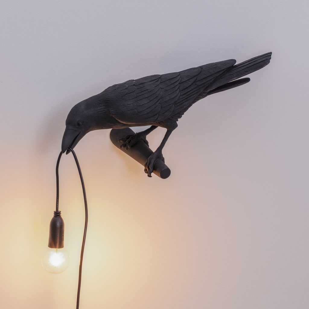 Lampada In Resina Bird Lamp Looking Left Black