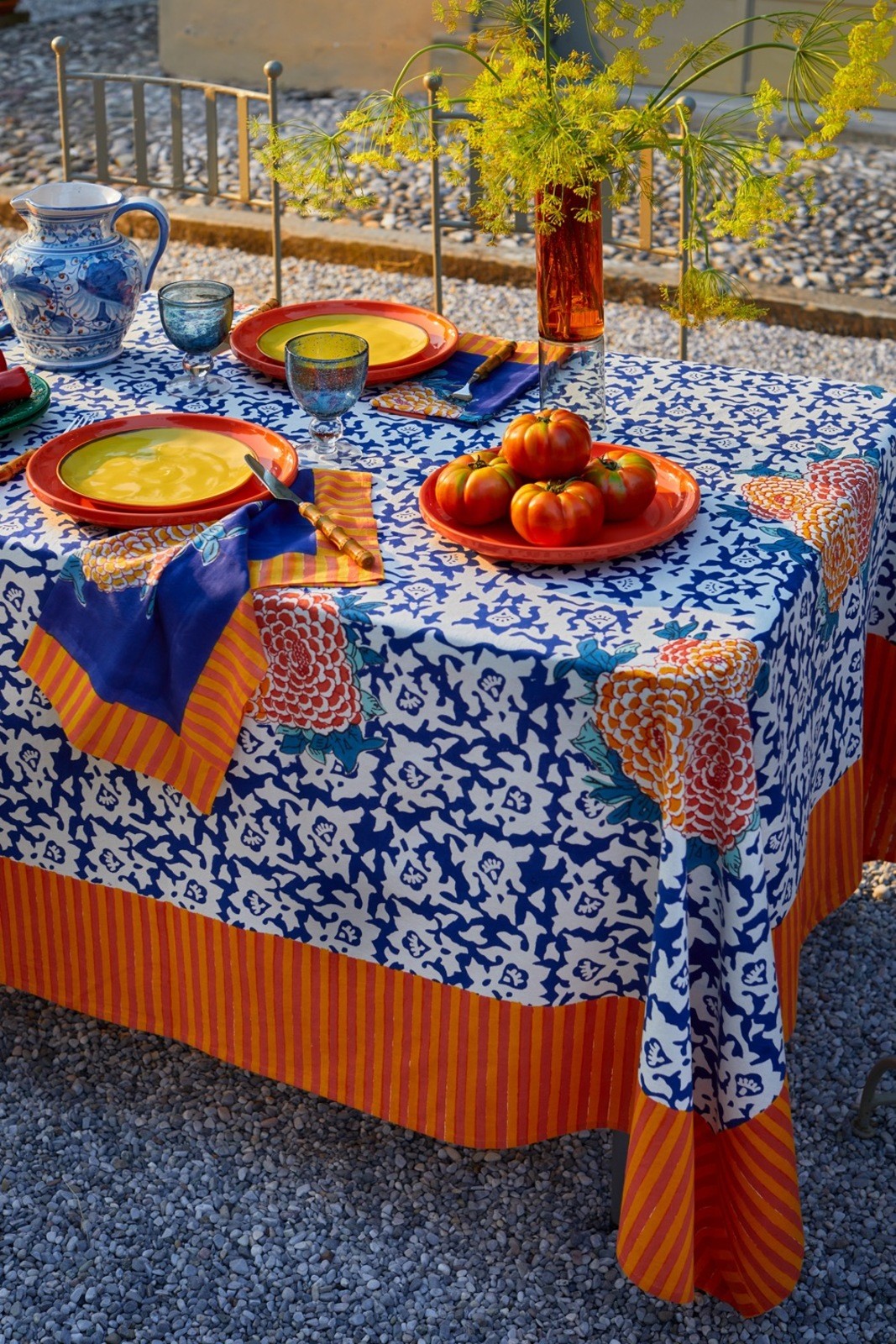 Tablecloth 140X240 Arabesque Corolla Blue