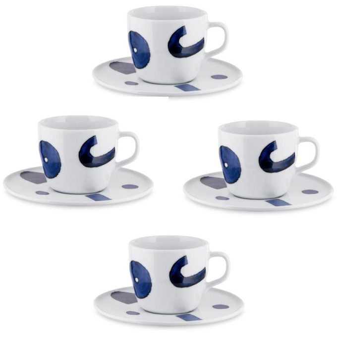 Set 4 tazze caffe con piattino Yunokiware