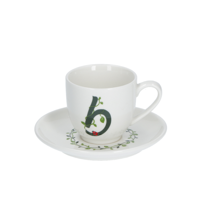 Solotua tazza caffe  con piattino lettera b cc 85 in gift la porcellana bianca