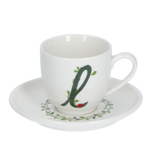 Solotua tazza caffe  con piattino lettera l cc 85 in gift la porcellana bianca